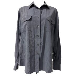 Jones New York Sport Button Up Blouse Womens With Front Pockets Sz L Used